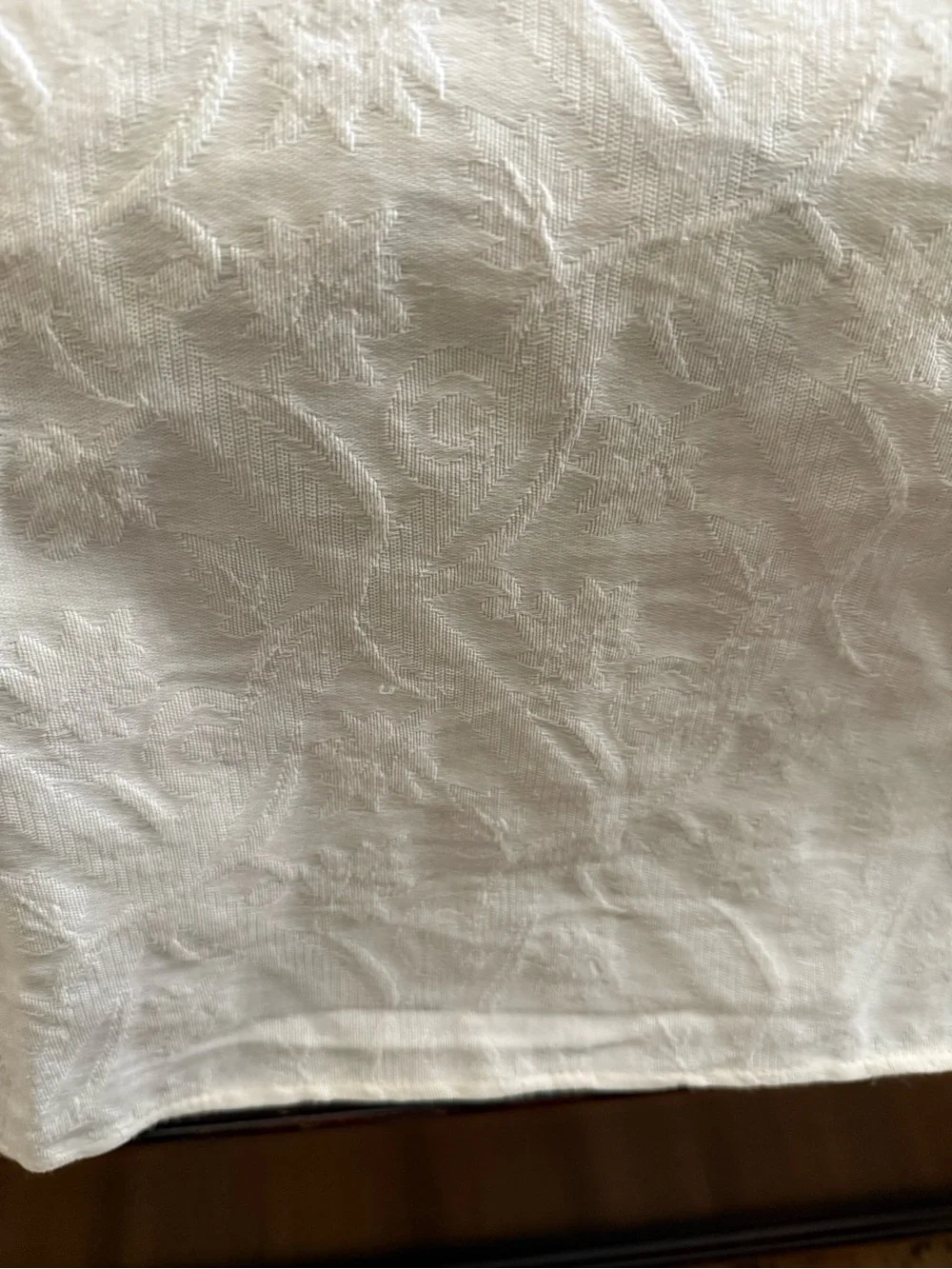 King size Classic Cream Damask Bedskirt Ruffle